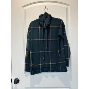 Max Studio Green Plaid Cowl Neck Sweater Size Medium